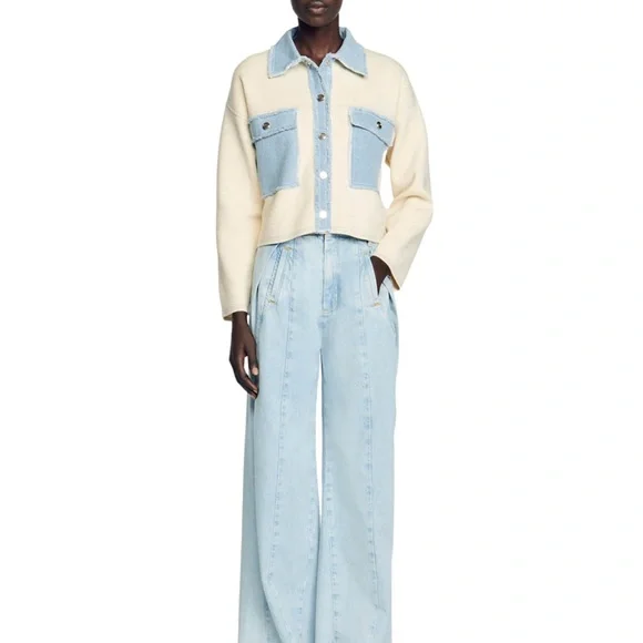 NWT Sandro Dolly Cropped Coatigan Sweater - Picture 4 of 7